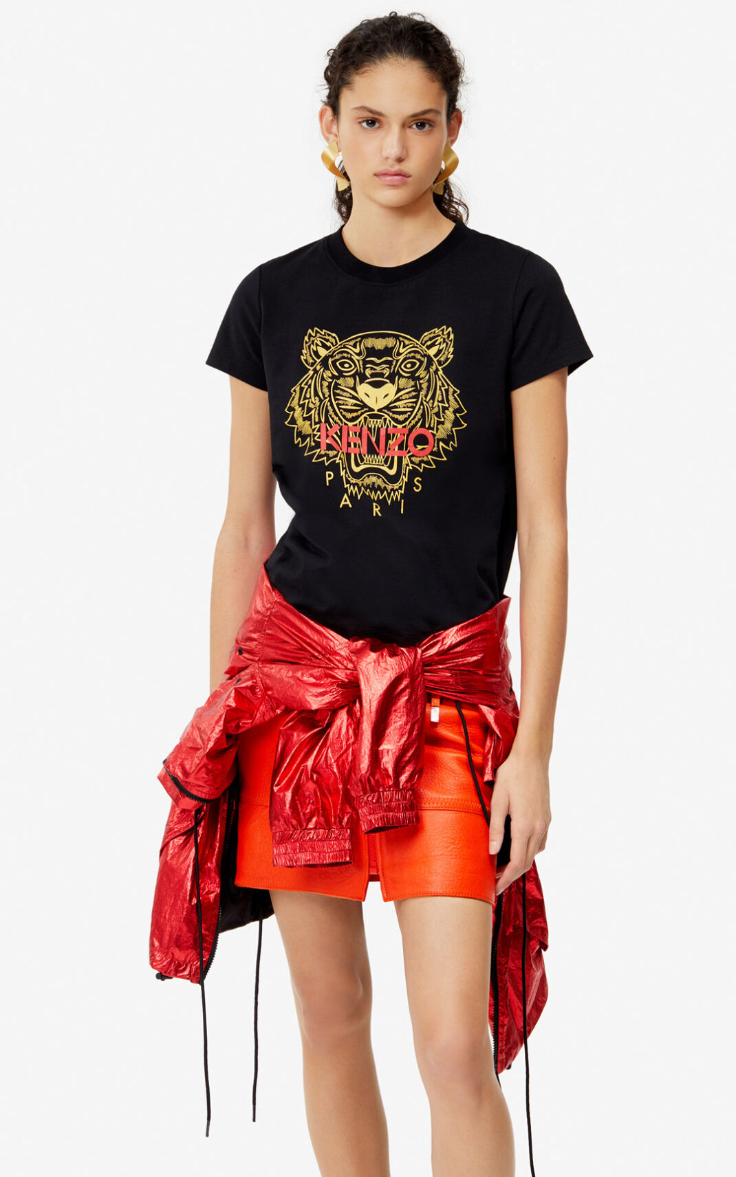 T Shirt Kenzo Tiger Femme Noir | KZWT-93058